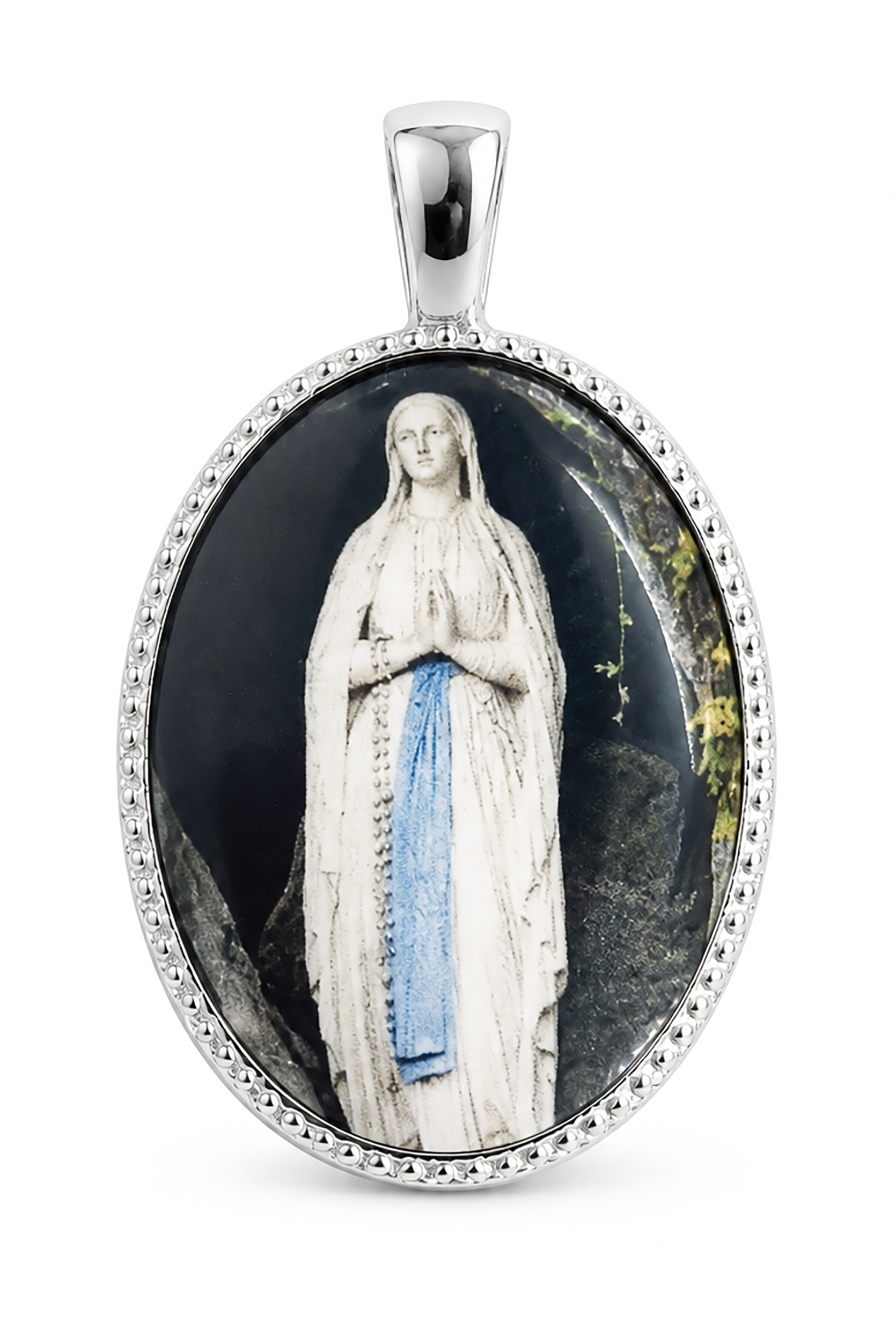 Medalla Oval Virgen de Lourdes en Plata de Ley 29 x 21 mms. - Imagen 2