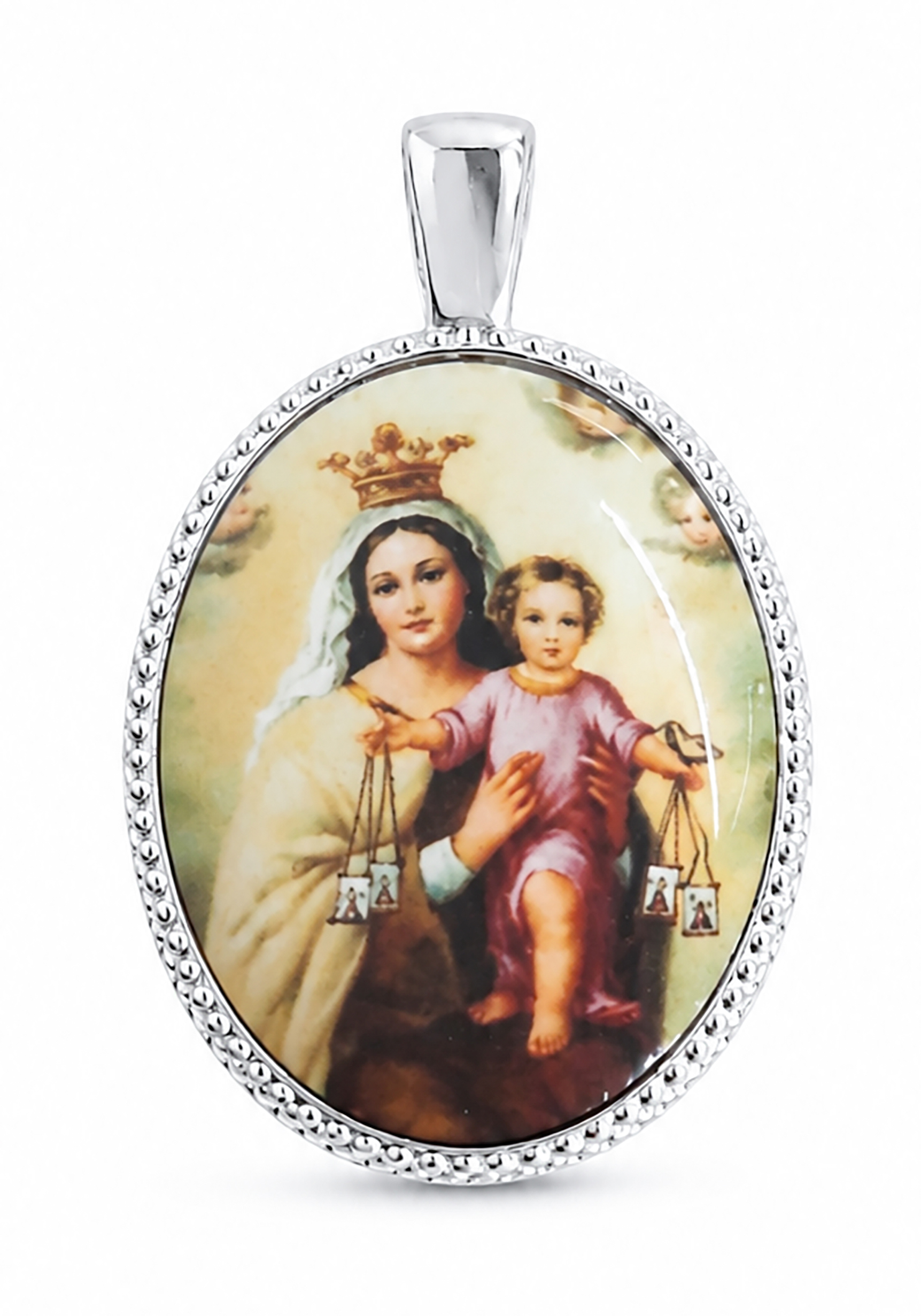 Medalla Oval Virgen del Carmen en Plata de Ley 24 x 18 mms. - Imagen 2