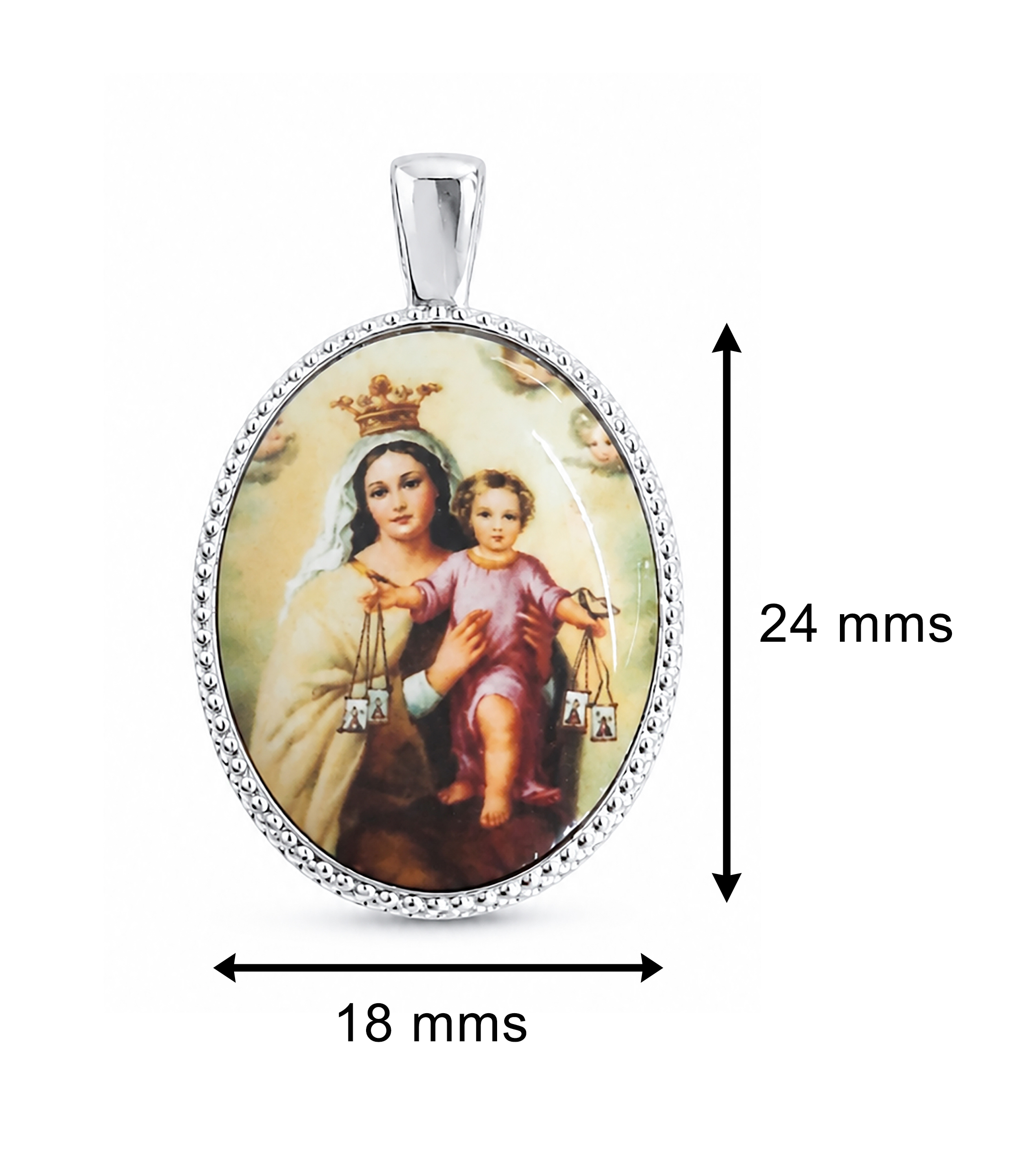 Medalla Oval Virgen del Carmen en Plata de Ley 24 x 18 mms. - Imagen 3