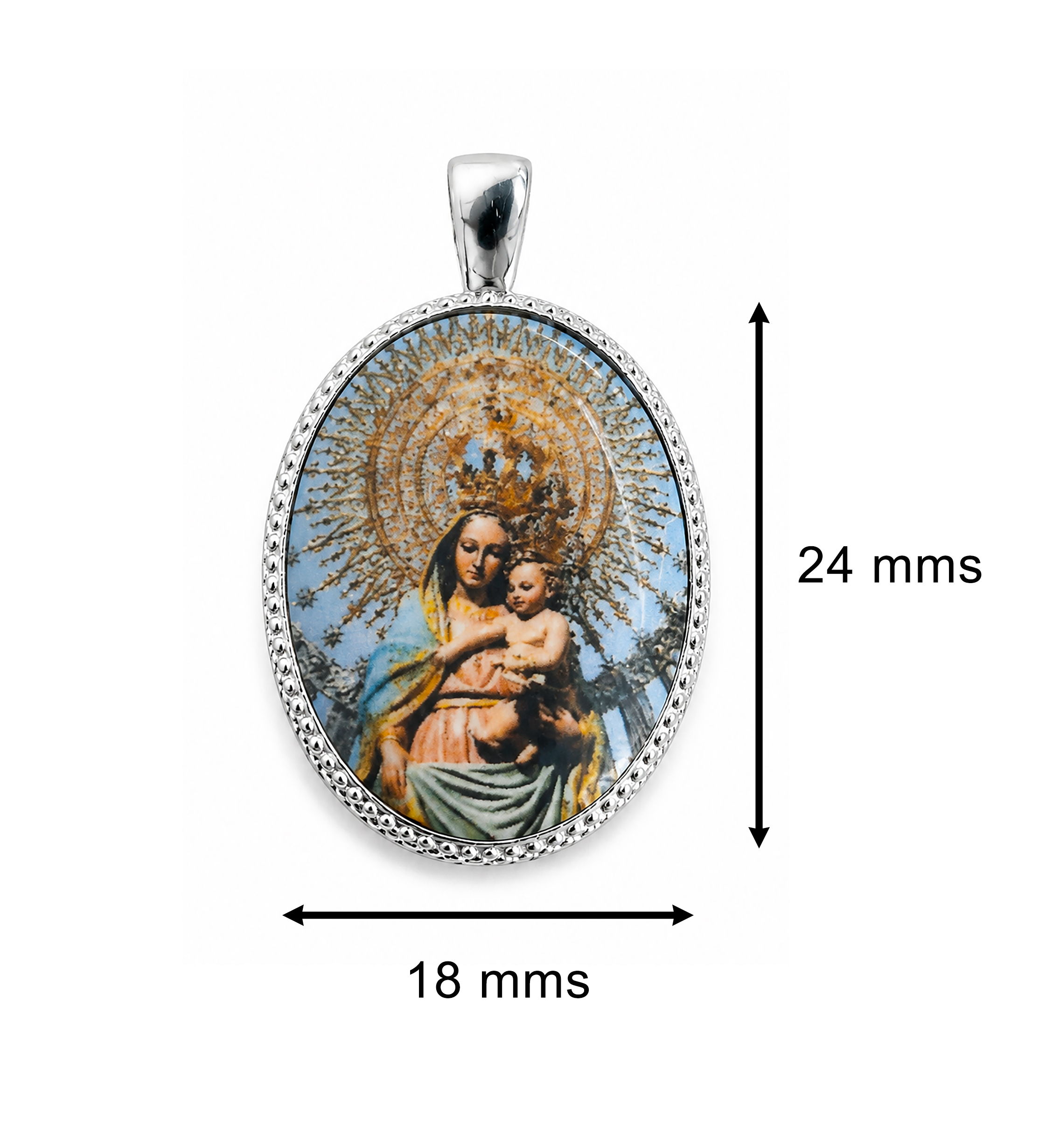 Medalla Oval de la Virgen del Pilar, Plata de Ley 24 x 18 mms. - Imagen 3