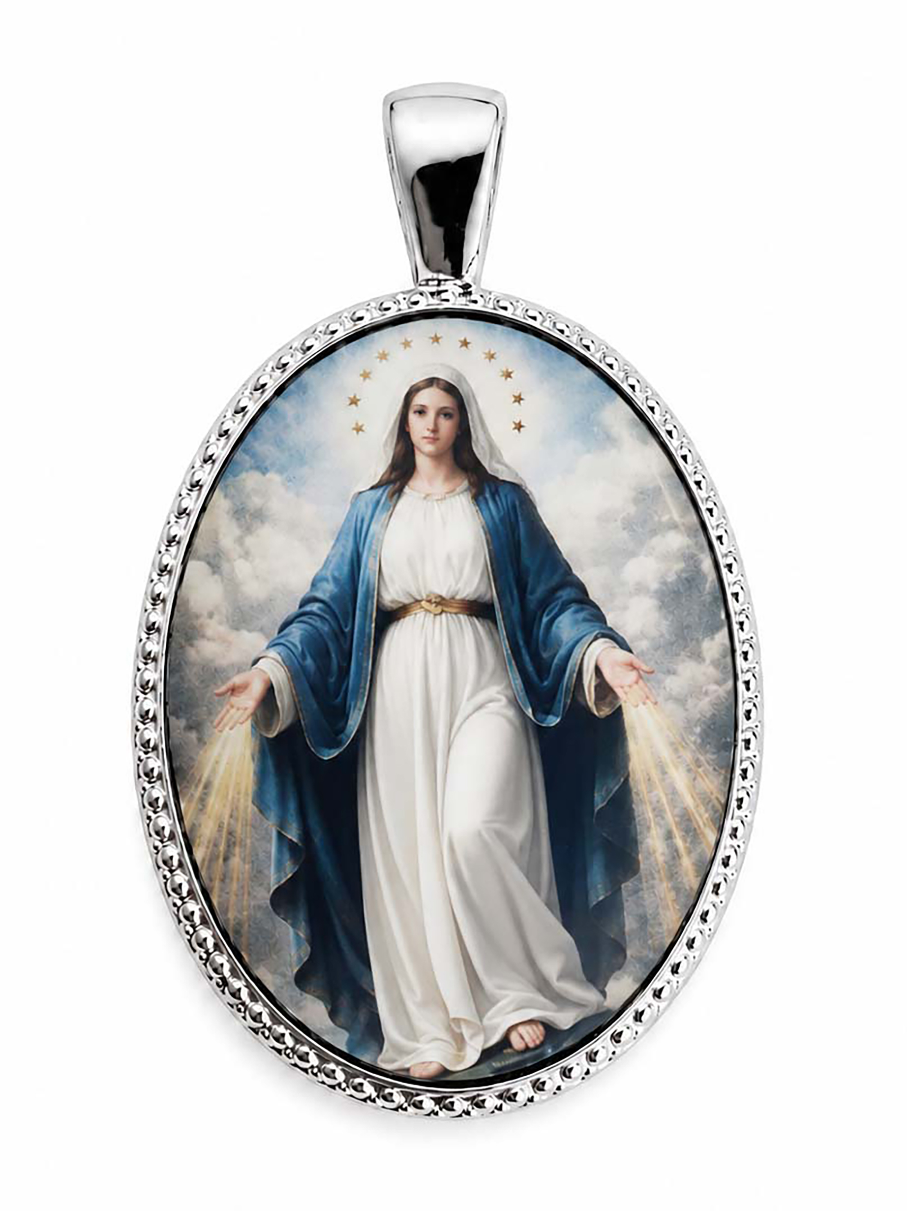 Medalla Oval Virgen Milagrosa en Plata de Ley 24 x 18 mms. - Imagen 2