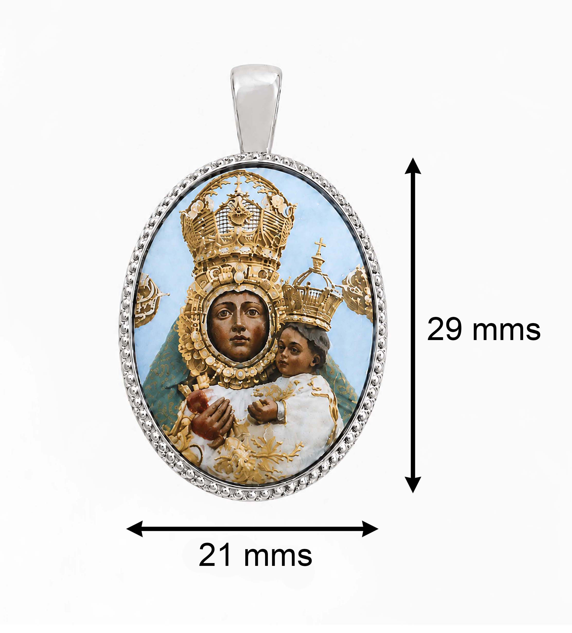 Medalla Oval Virgen de la Cabeza en Plata de Ley 29 x 21 mms. - Imagen 3
