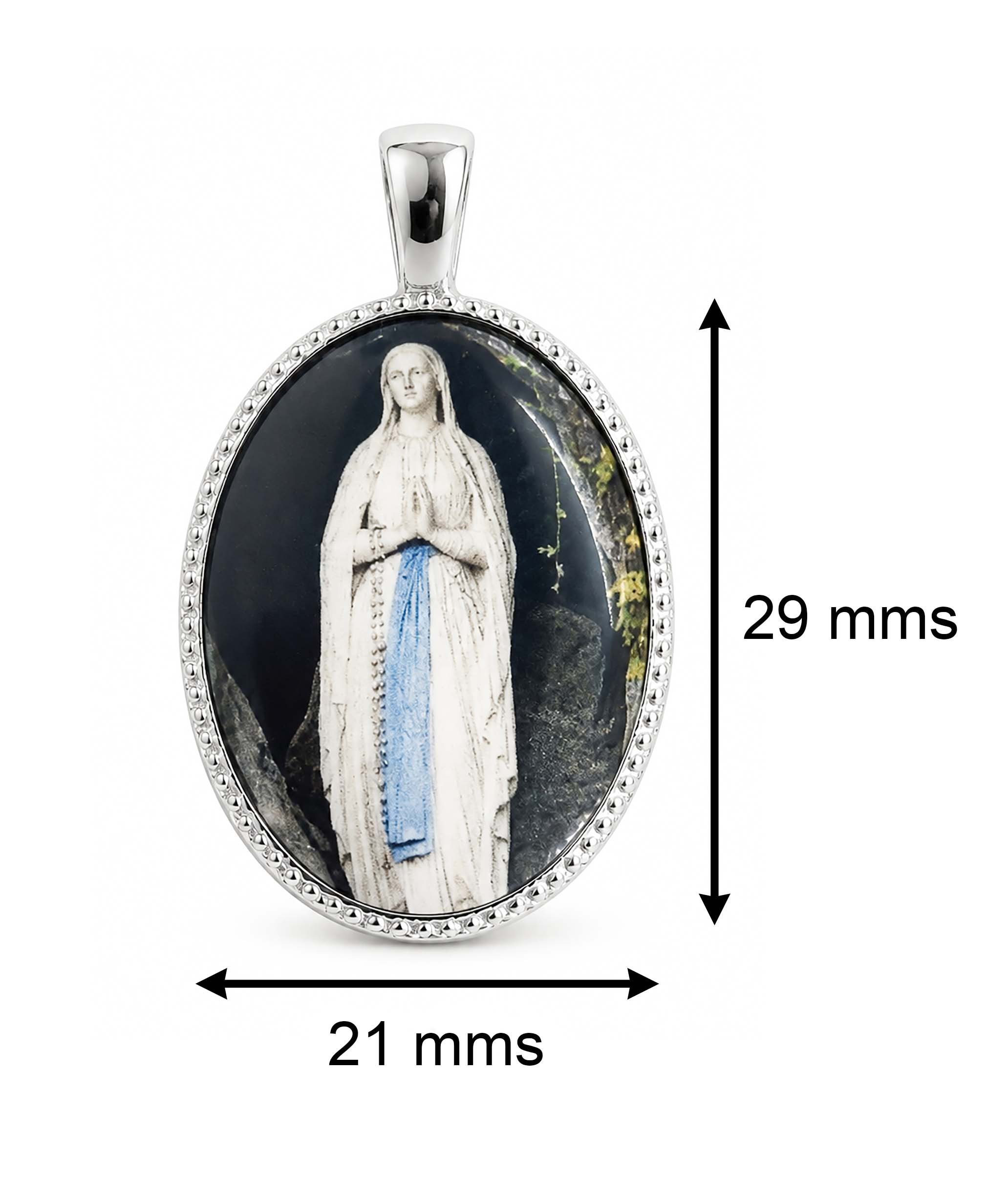 Medalla Oval Virgen de Lourdes en Plata de Ley 29 x 21 mms. - Imagen 3