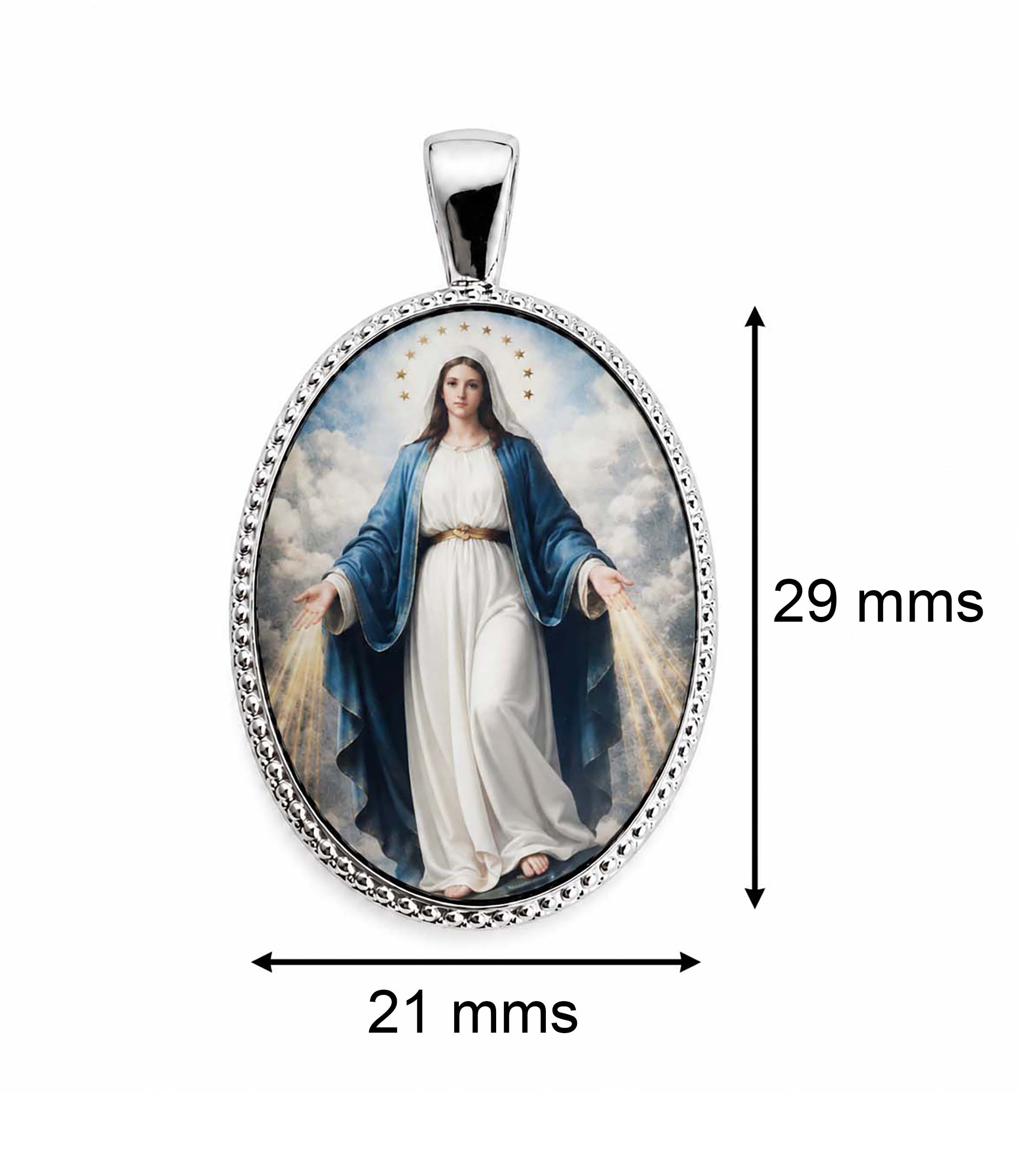 Medalla Oval Virgen Milagrosa en Plata de Ley 29 x 21 mms. - Imagen 3