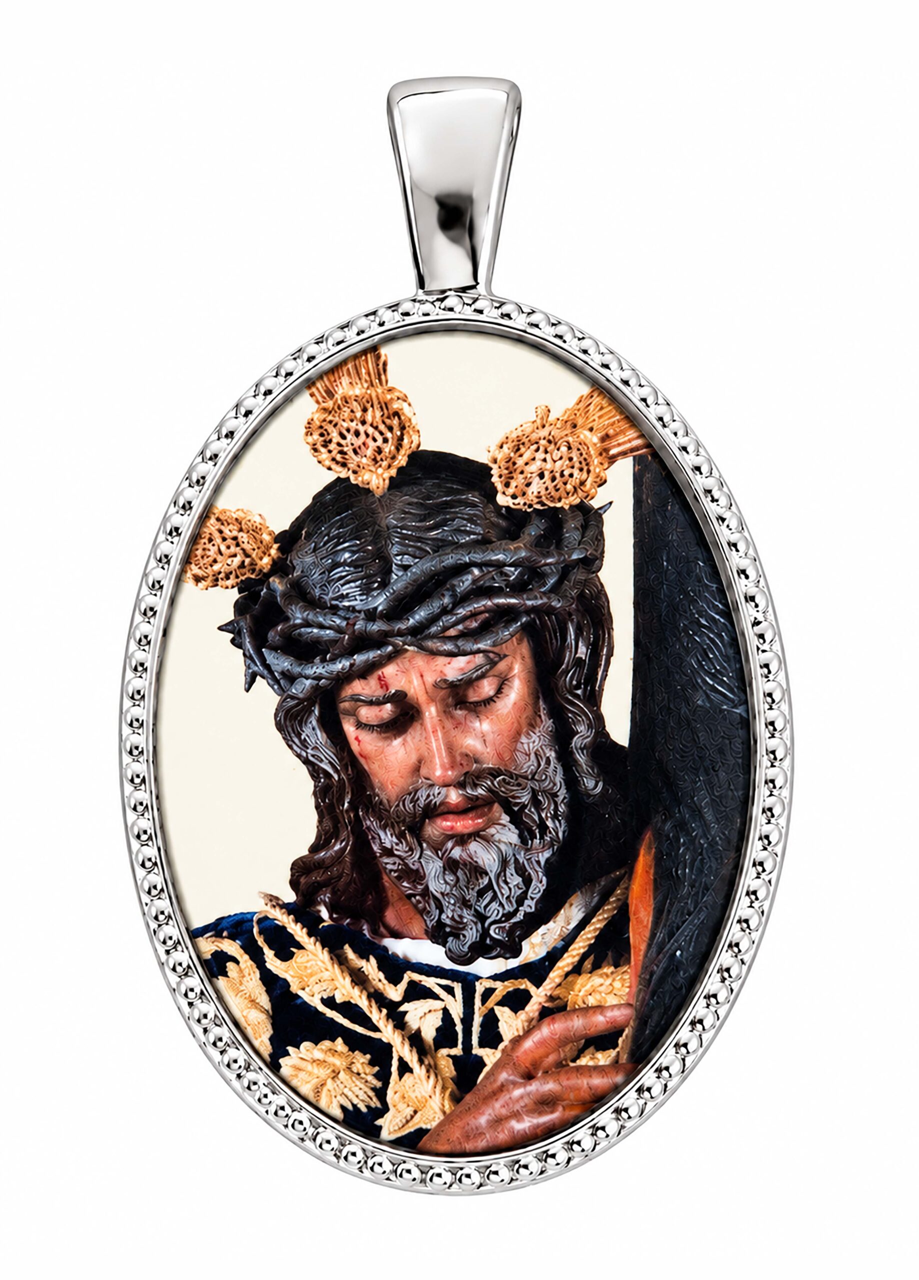 Medalla Oval Padre Jesús de la Salud de Sevilla en Plata de Ley 24 x 18 mms. - Imagen 2