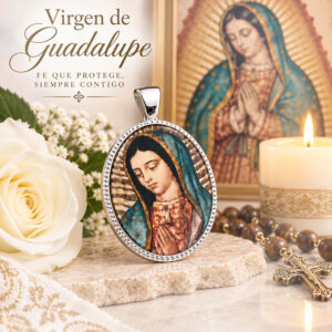 Medalla Oval Virgen de Guadalupe en Plata de Ley 29 x 21 mms.